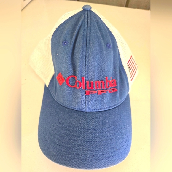 Mens L/XL Columbia Hat  Flag On The Side Flexfit PFG - Picture 1 of 4